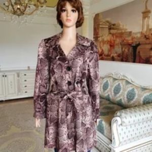 womens coat L Trench Coat snake print Coat brown Coat womens clothes autumn Jack
